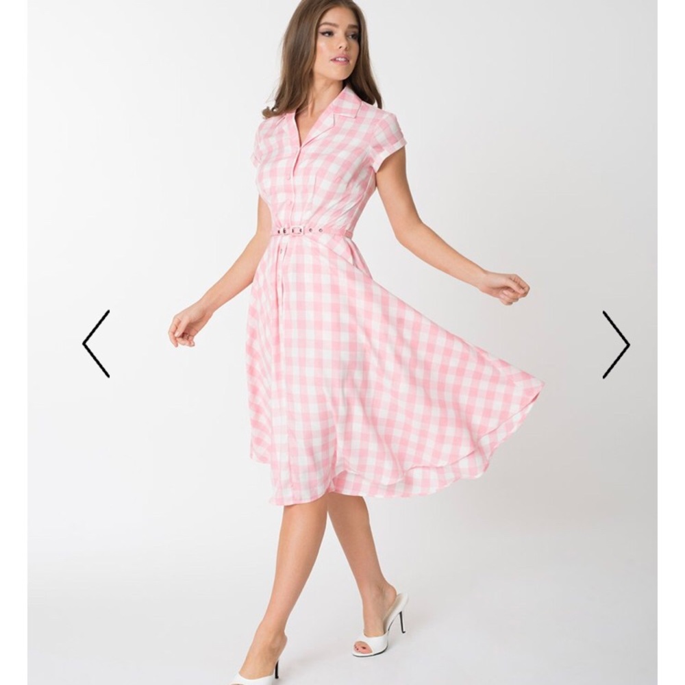 Pink and White Gingham Swing Dress
